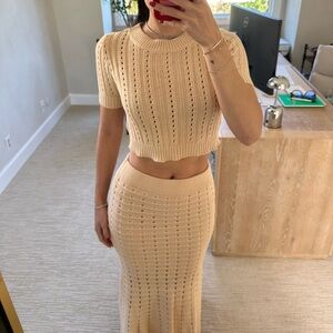 Crochet Skirt/Top Set Tan